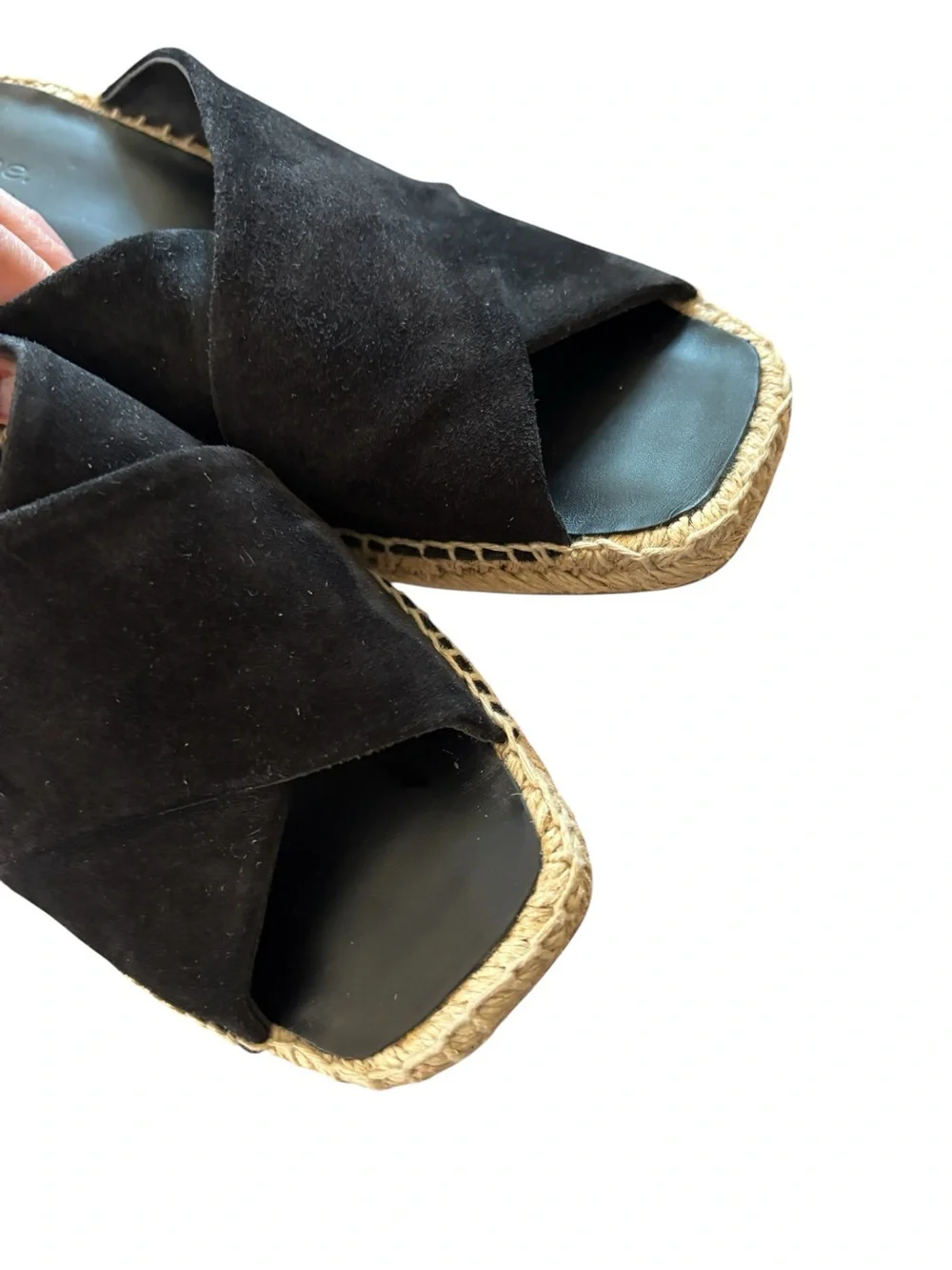 Vince Gaelan Coastal Suede Espadrille Wedges Black Leather Women’s Size 8M